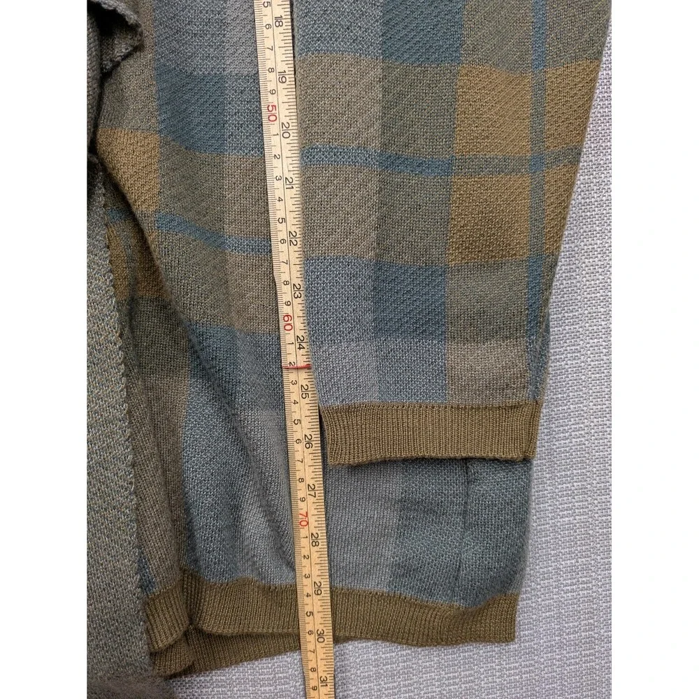 Outlander Cardigan Sweater Womens 3 Gray Plaid Open Front Ruffle Long Sleeve